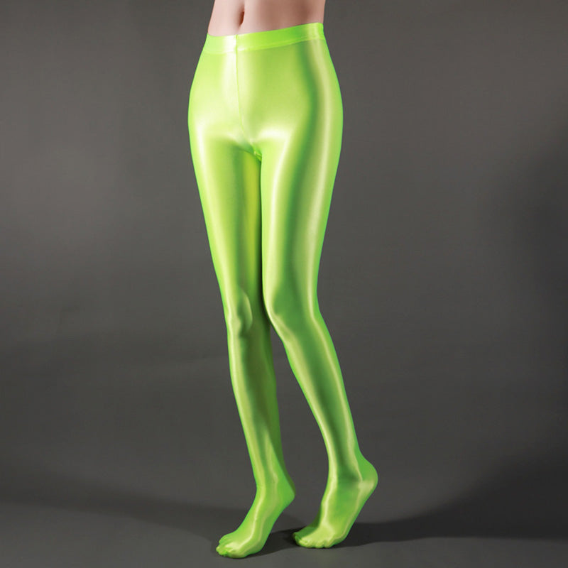Green / M Women's Shiny Satin Sport Stockings - skyjackerz