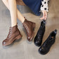 Women's Cross Lace-Up Leather Boots - skyjackerz
