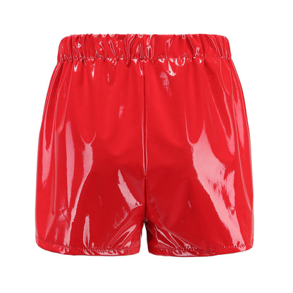 Black / S Women Faux Leather Lace-Up Shorts - skyjackerz