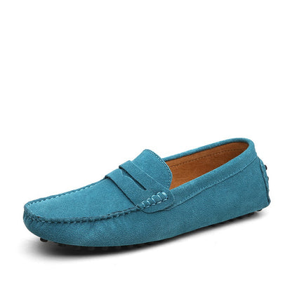 Sky Blue / 6.5 Men's Moccasins Lightweight Leather Loafers - skyjackerz