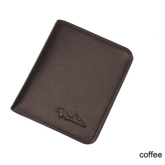 Without Box / Coffee Men's Leather Business Mini Coin Wallet - skyjackerz