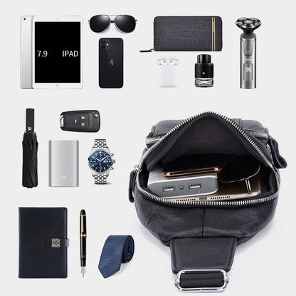 Men's Leather Black Travel Bag - skyjackerz
