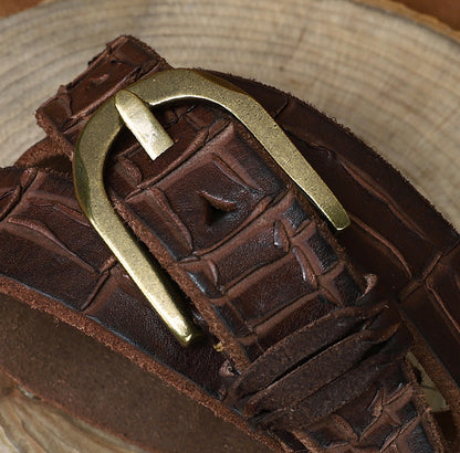 Coffee / 100 cm Luxury Vintage Pin Buckle Leather Belt for Men - skyjackerz