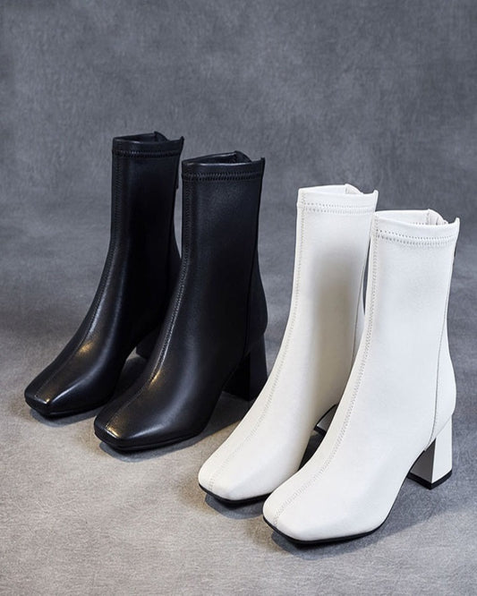 Sheepskin Leather Mid-Calf Boots - skyjackerz