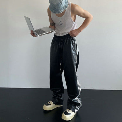 Men's Trendy Wide-leg Leather Bottoms - skyjackerz