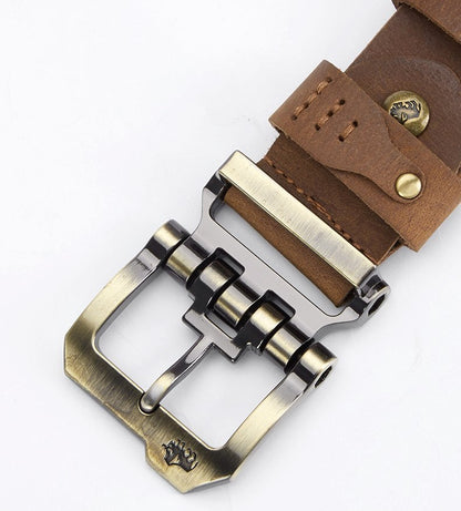 Coffee / 120 cm Men's Luxury Pin Buckle Leather Belt - skyjackerz