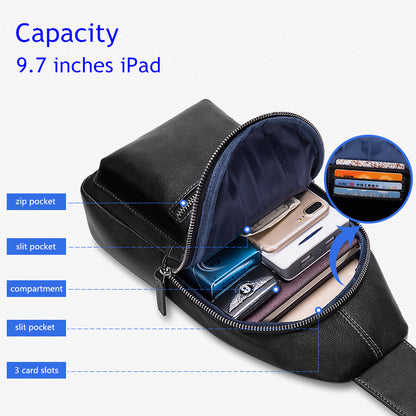 Men's Leather Casual Sling Chest Bag - skyjackerz
