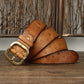 Khaki / 105 cm Men's Embossed Designer Leather Belt - skyjackerz