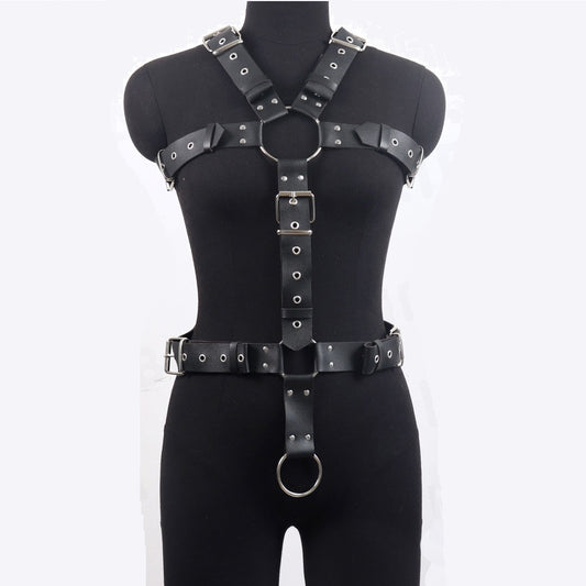 Black / One-Size Men's Leather Punk Corset - skyjackerz