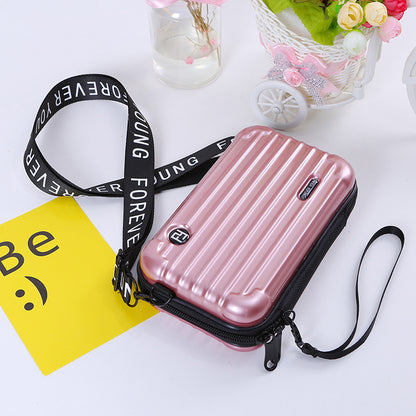 Pink / One Size Women's Leather Crossbody Purse - Mini Suitcase Shape - skyjackerz