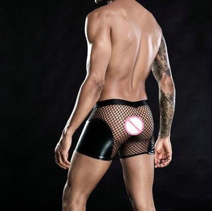 Men's Leather Mesh Boxers - skyjackerz