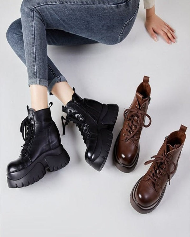 Women's Real Cow Leather Retro Boots - skyjackerz