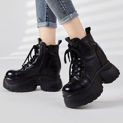 Black / 4 Women's Real Cow Leather Retro Boots - skyjackerz