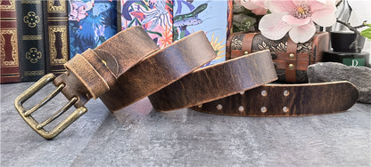 Black-B / 95 cm Retro Style Genuine Leather Belt for Men - skyjackerz