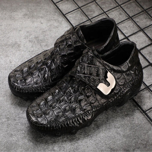 Black / 6 Men's Leather Crocodile Casual Shoes - skyjackerz
