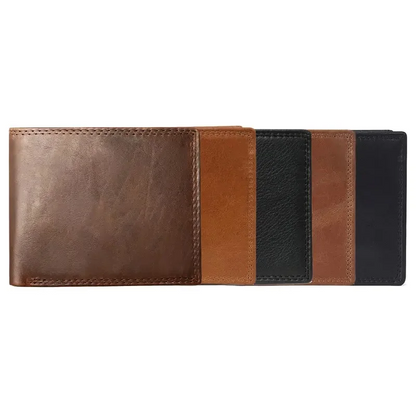 Black Plain VintageGuard Men's Leather Wallet - skyjackerz