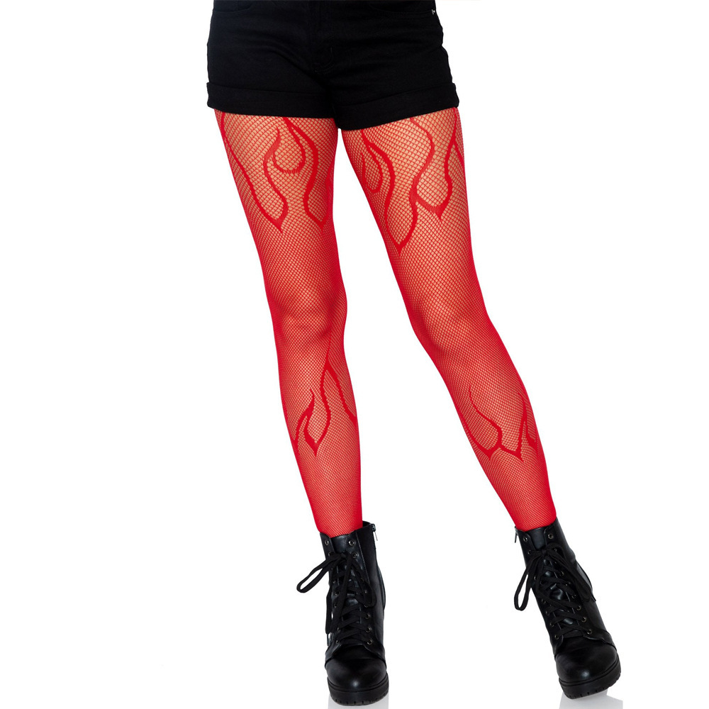 Halloween Flame Fishnet Stockings - skyjackerz