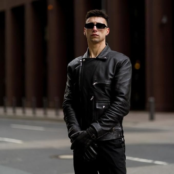 Biker Black Vintage Leather Jacket For Men