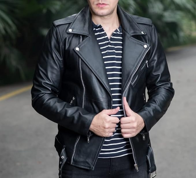 Biker Black Vintage Leather Jacket For Men