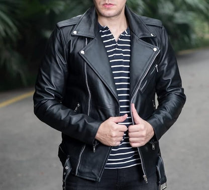 Black Ebiker / Medium Biker Black Vintage Leather Jacket For Men - skyjackerz