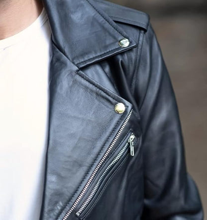 Black Ebiker / Medium Biker Black Vintage Leather Jacket For Men - skyjackerz