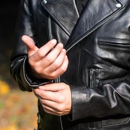 Black Ebiker / Medium Biker Black Vintage Leather Jacket For Men - skyjackerz