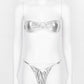 Silver Women's Shiny Leather Bikini Set - skyjackerz