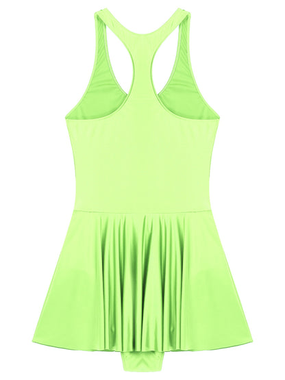 Women Leather Leotard Party Dress - skyjackerz
