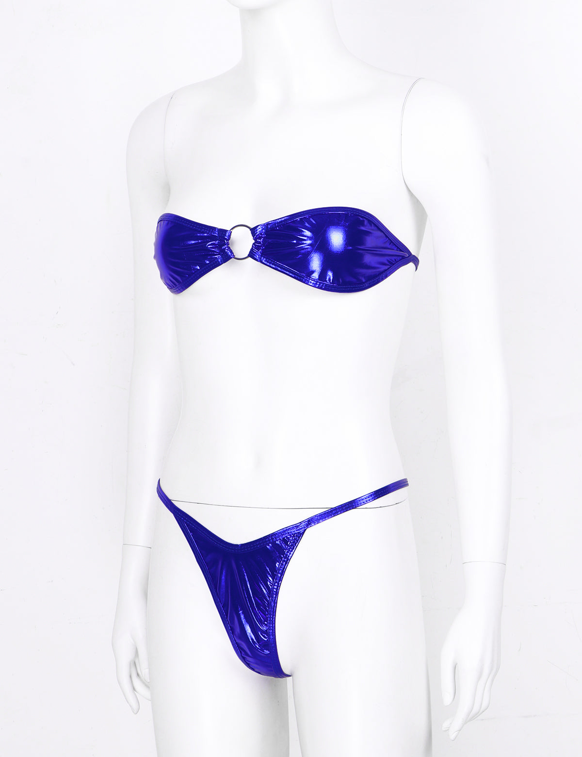 Women's Shiny Leather Bikini Set - skyjackerz