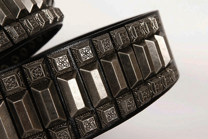 Black / 105 cm Men's Heavy Metal Rivet Leather Belt - skyjackerz