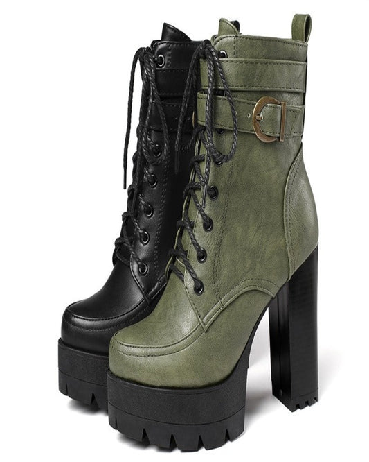 Women's Lace-Up Motorcycle Booties - skyjackerz