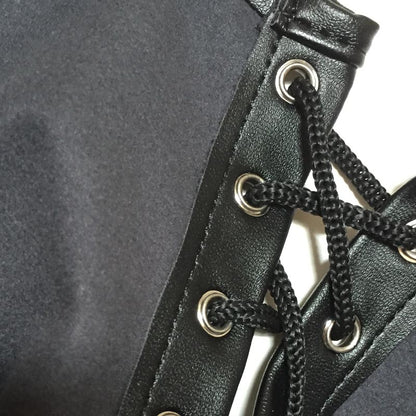 Women's Leather Open-Back Mini Dress - skyjackerz