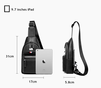Men's Leather Casual Sling Chest Bag - skyjackerz
