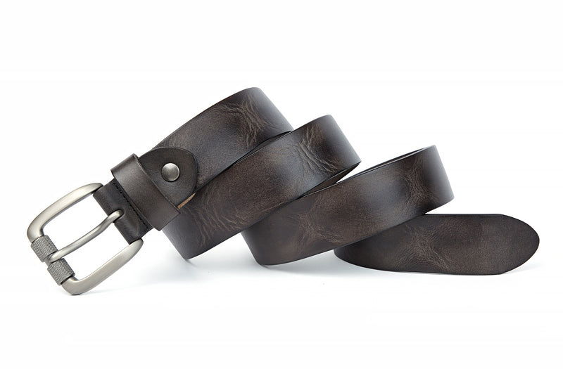 Black / 105 cm Fashion Men's Cowhide Leather Belt - skyjackerz