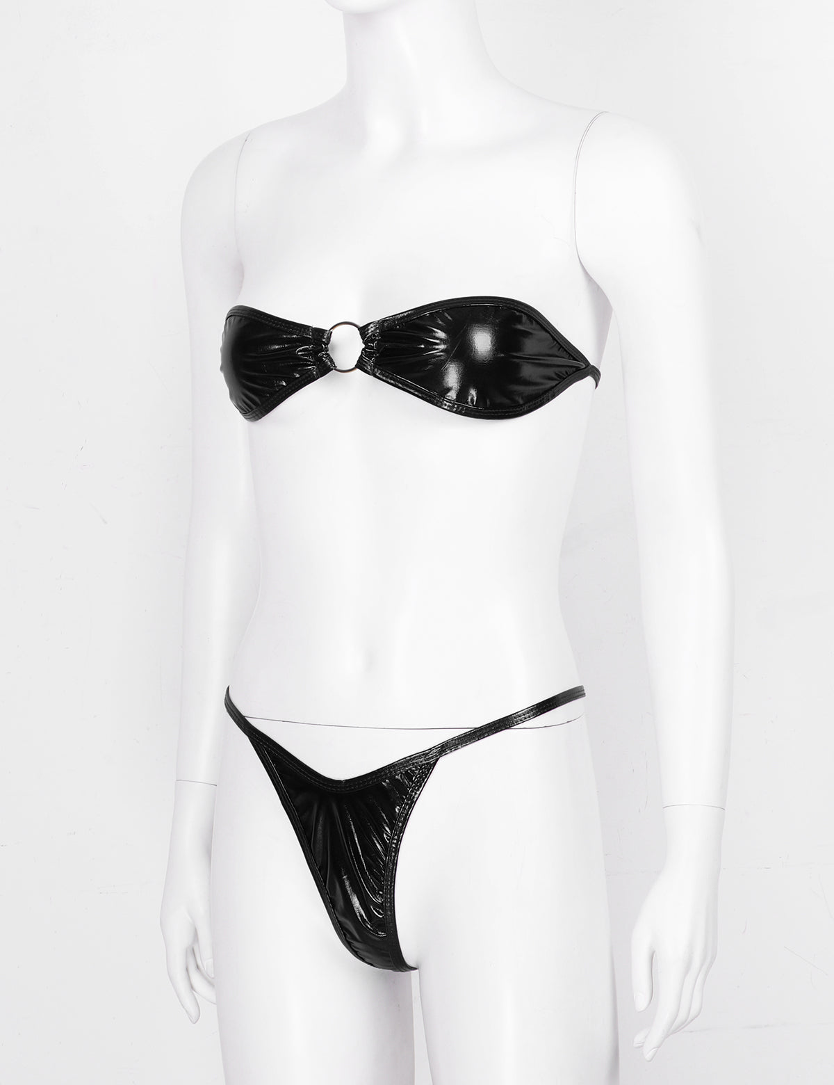 Women's Shiny Leather Bikini Set - skyjackerz