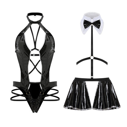 Women Cross Strap Bandage Maid Outfit - skyjackerz