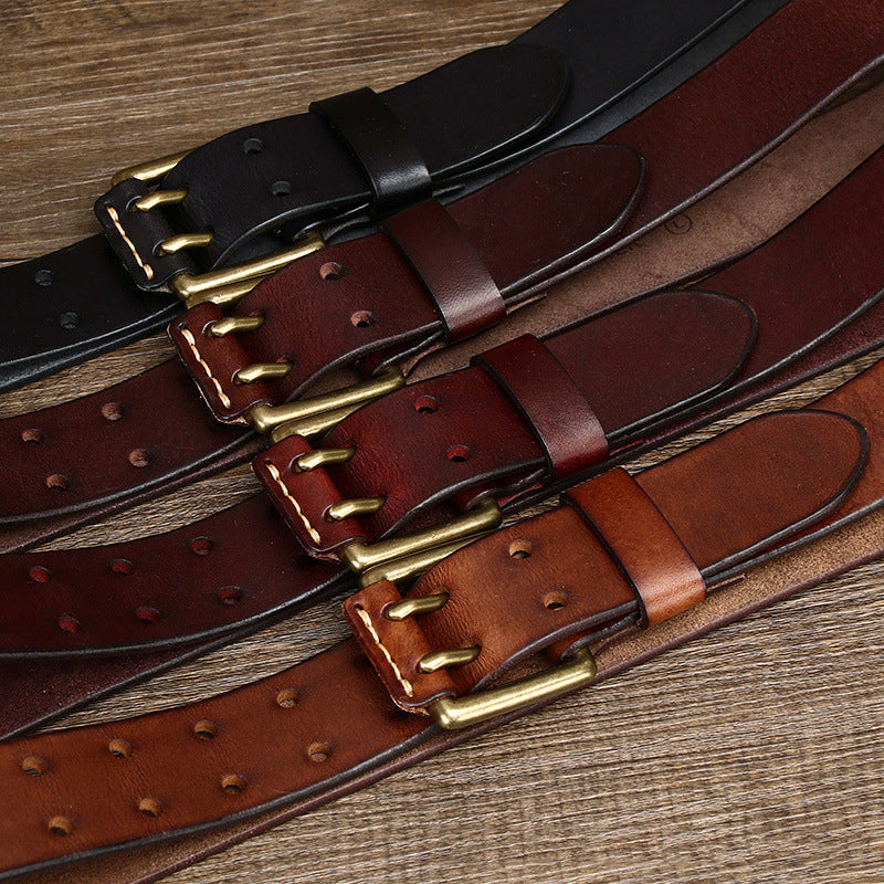 Men's Retro Double Needle Leather Belt - skyjackerz