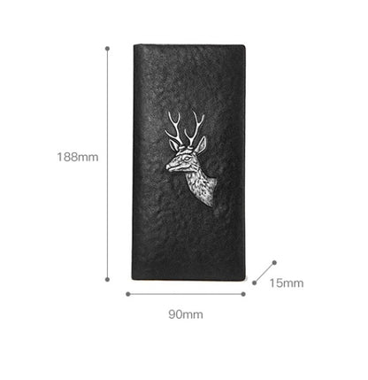 Men's Designer Long Stag Leather Wallet - skyjackerz