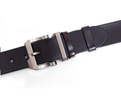 Black / 105 (cm) Men's Casual Business Leather Belt - skyjackerz