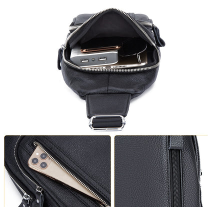 Men's Leather Black Travel Bag - skyjackerz