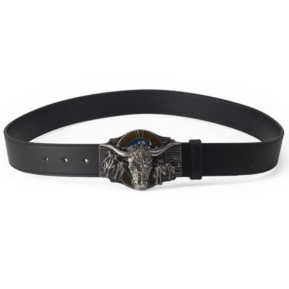 A - Black / 105 cm Cowboy Style Men's Genuine Leather Belt - skyjackerz