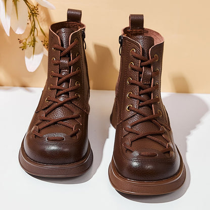 Women's Cross Lace-Up Leather Boots - skyjackerz
