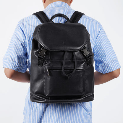 Black Men's Leather Large Water-Resistant Bag - skyjackerz