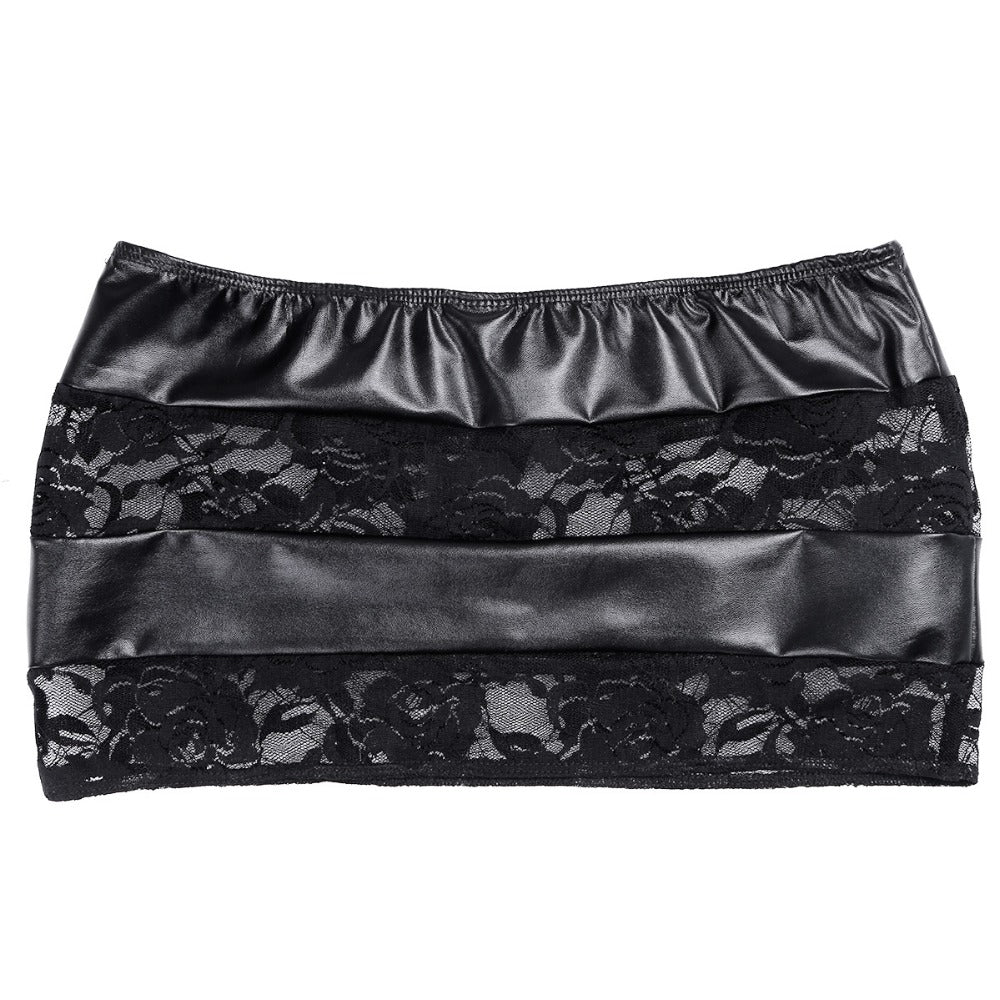 Women's Black Lace Splice Mini Skirt - skyjackerz