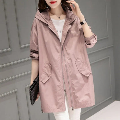 Pink / M Women's Urban Mid-Length Windbreaker - skyjackerz