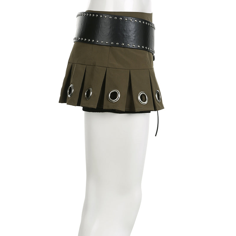 Women Leather Vintage Mini Skirt - skyjackerz