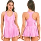 Pink / S Women Leather Leotard Party Dress - skyjackerz