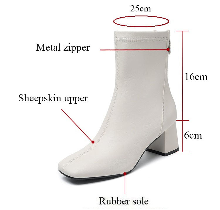 Sheepskin Leather Mid-Calf Boots - skyjackerz