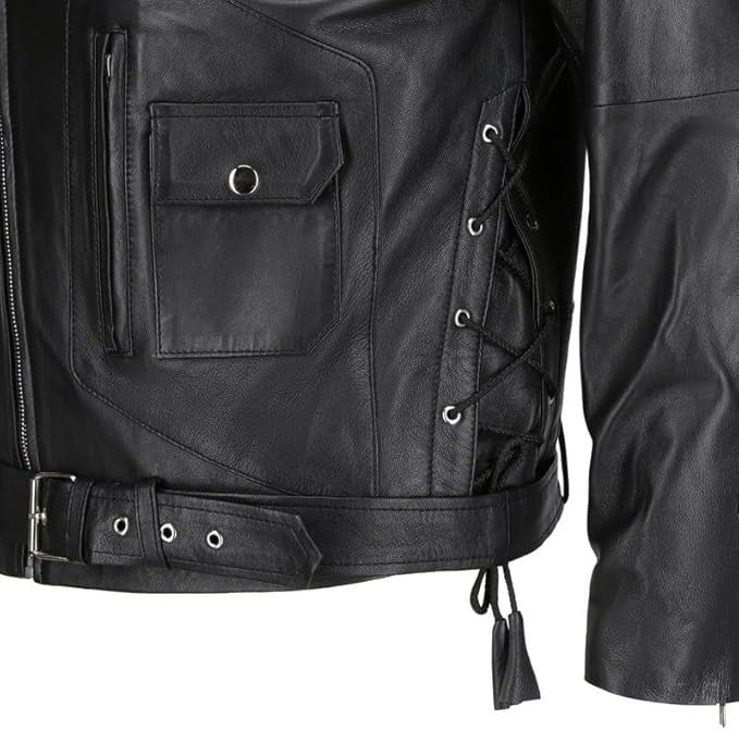 Biker Black Vintage Leather Jacket For Men