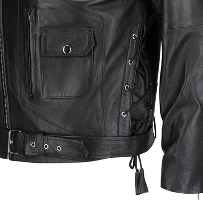 Black Ebiker / Medium Biker Black Vintage Leather Jacket For Men - skyjackerz